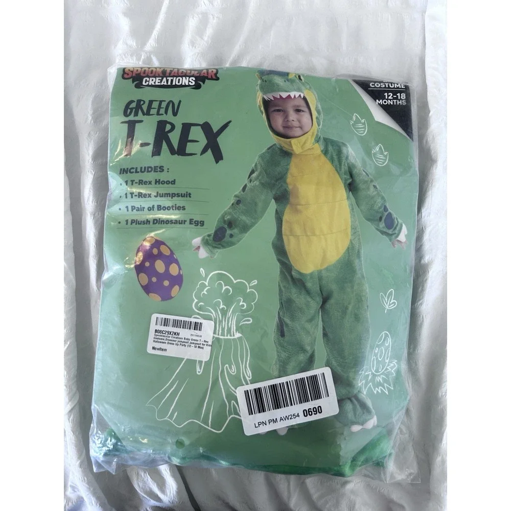 NWT Spooktacular Creations Toddler Green Dinosaur T Rex Halloween Costume 12-18M
